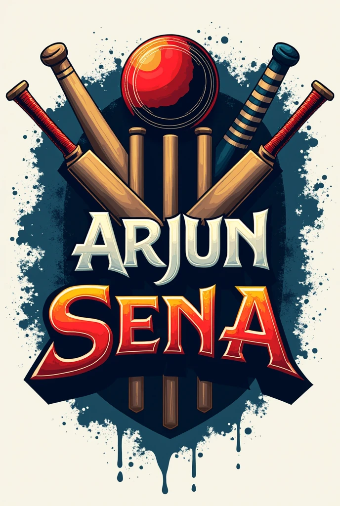 Create team logo where team name is “Arjun Sena” using cricket equipment