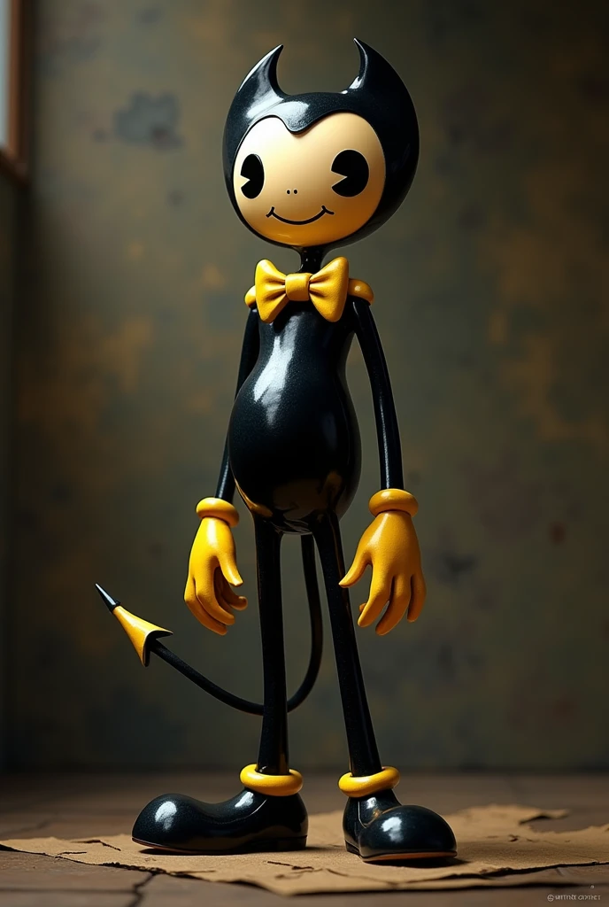 Bendy the ink devil yellow gloves yellow bow tie black shoes