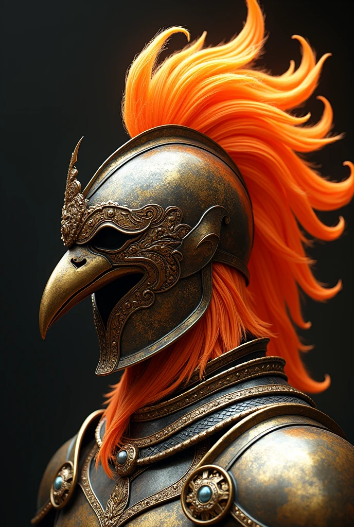 Knight's helmet in the shape of a phoenix