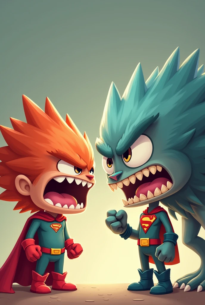 The cute hero and the cute monster got angry after arguing.