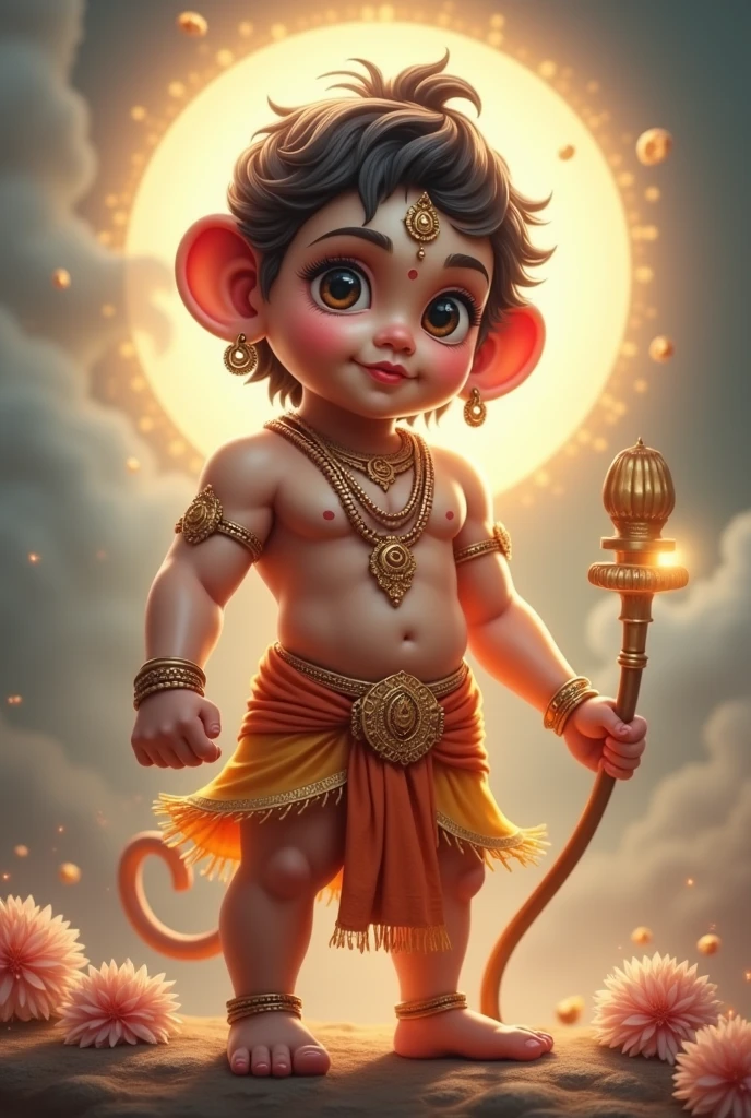 Generate a Hanuman ji little image for beautiful and aligant design for WhatsApp image dp