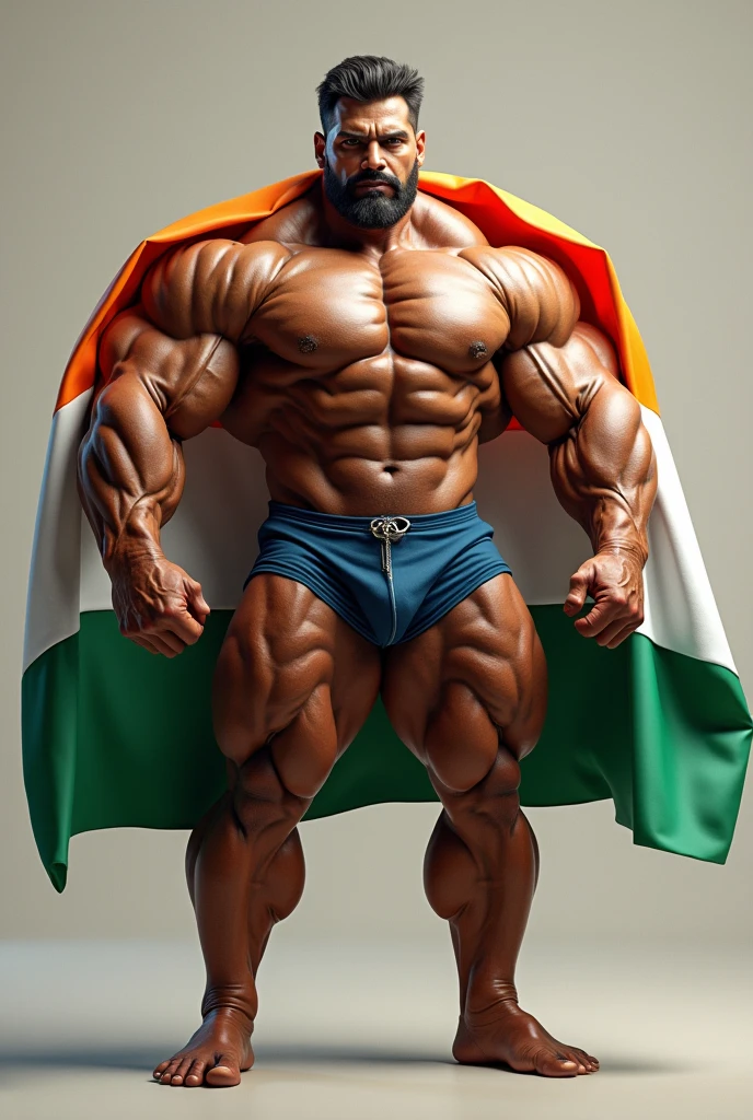 One bodybuilder with Indian flag