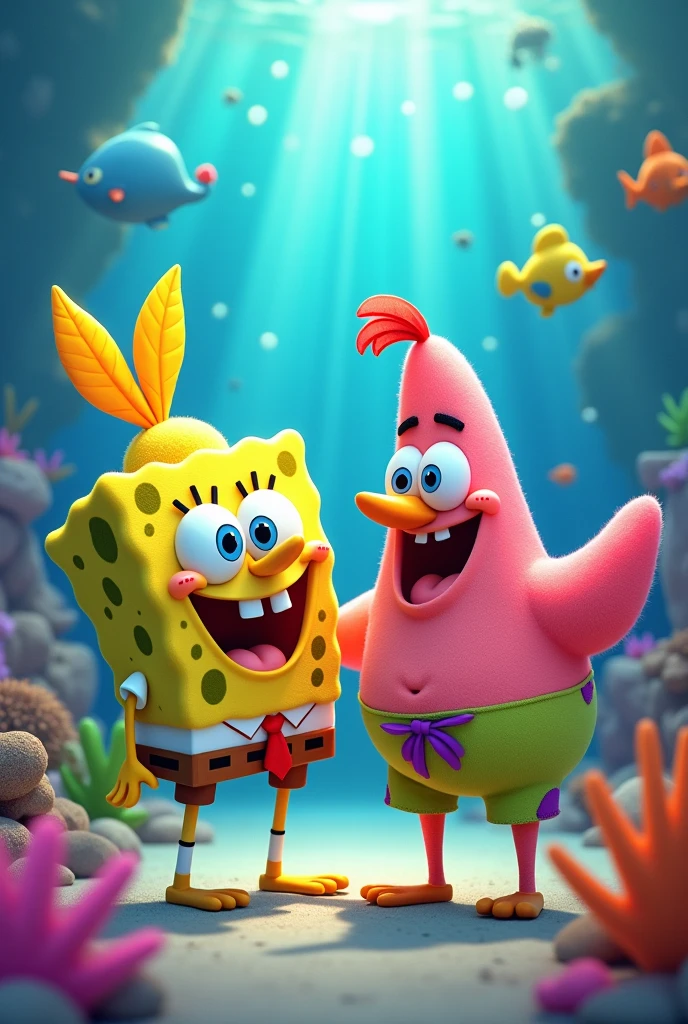 SpongeBob and Patrick dressed as birds