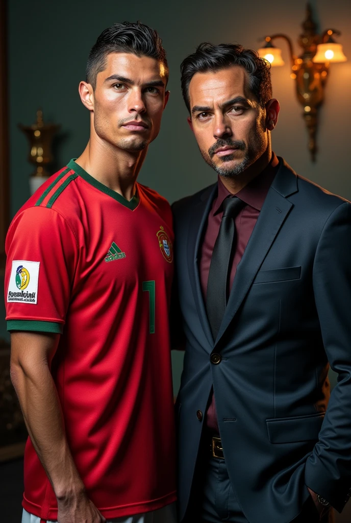 Cristiano Ronaldo takes a picture with the polat Alemdar.