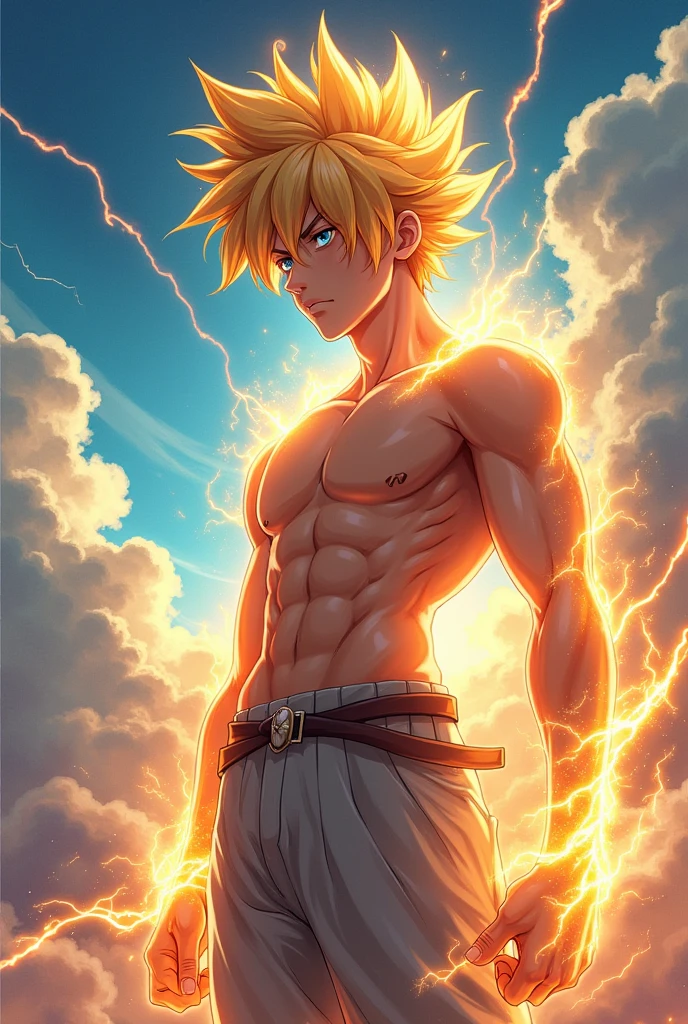 An anime like teen boy that's has the power of a sun,light and lightning god