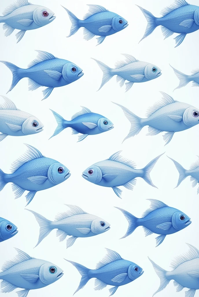 create a beautiful fish pattern in white and blue, all fish images must be complete.