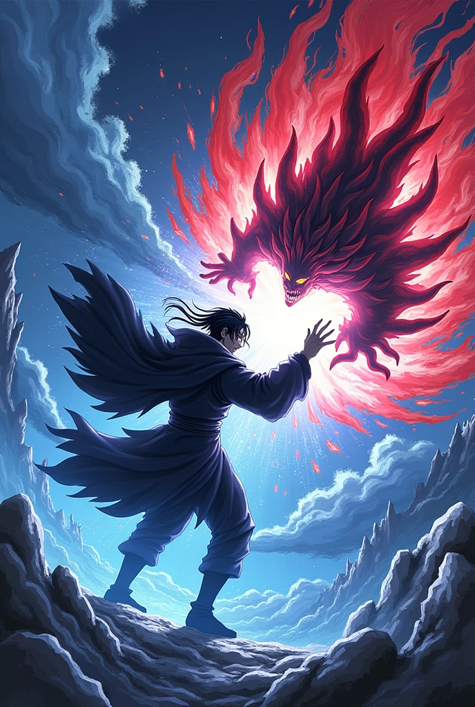 Gojo satoru et ryomen sukuna de l'animé Jujutsu kaisen ensemble entrain de se battre (Jujutsu kaisen chapitre 227)