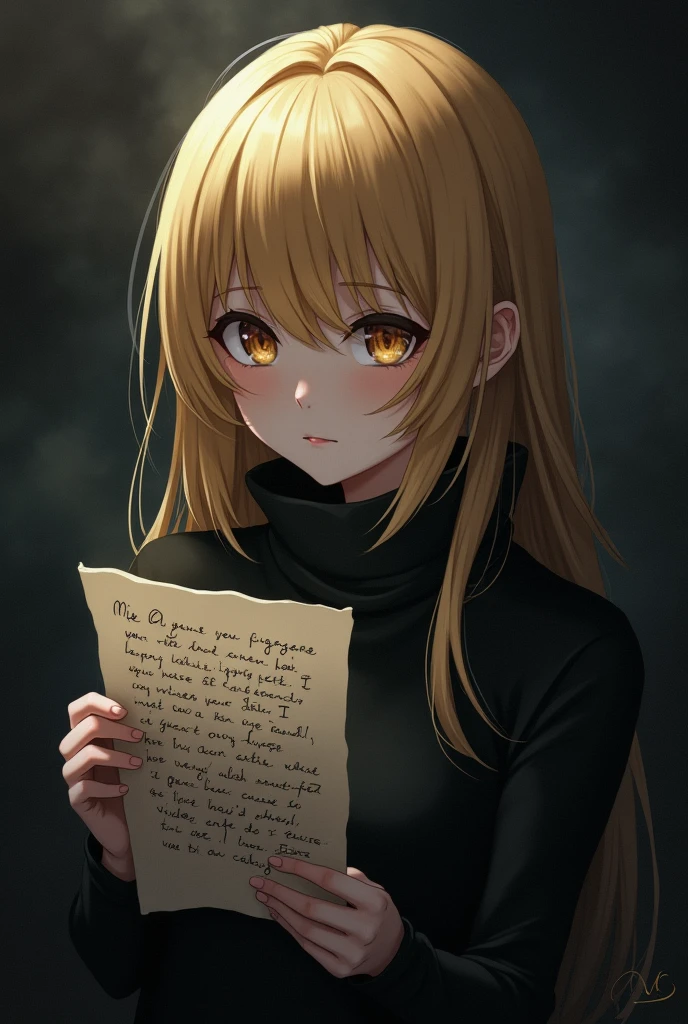can you create a profile picture for me where a Misa from death note  holding it in her hand: lolaleau (writing) 