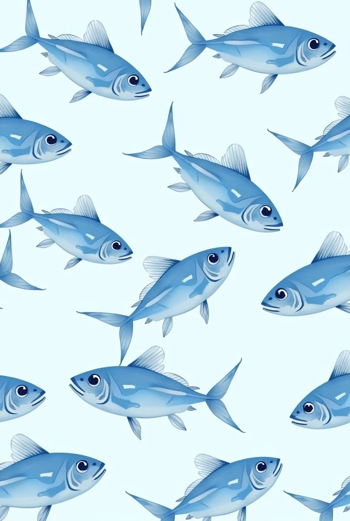create a beautiful fish vector draw pattern in white and blue, all fish images must be complete.