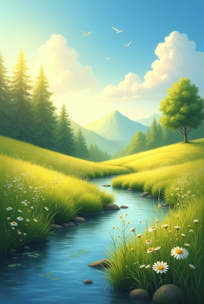 I need an image that conveys tranquility and hope to dedicate it to a pulmonologist and there must not be people in the painting.