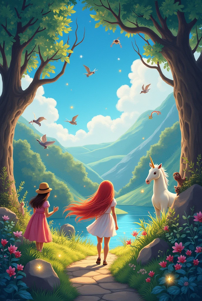 Can you make a poster that says "Fairytale and Fantasy Adventures" that it be joyful and with a lot of fantasy
