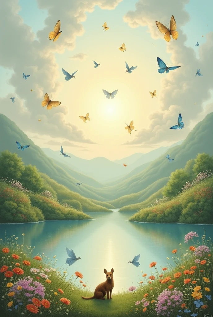 I need an image that conveys tranquility and hope to dedicate it to a pulmonologist and the painting does not have to have people, it includes animals, meaning of hope, beauty and freedom.