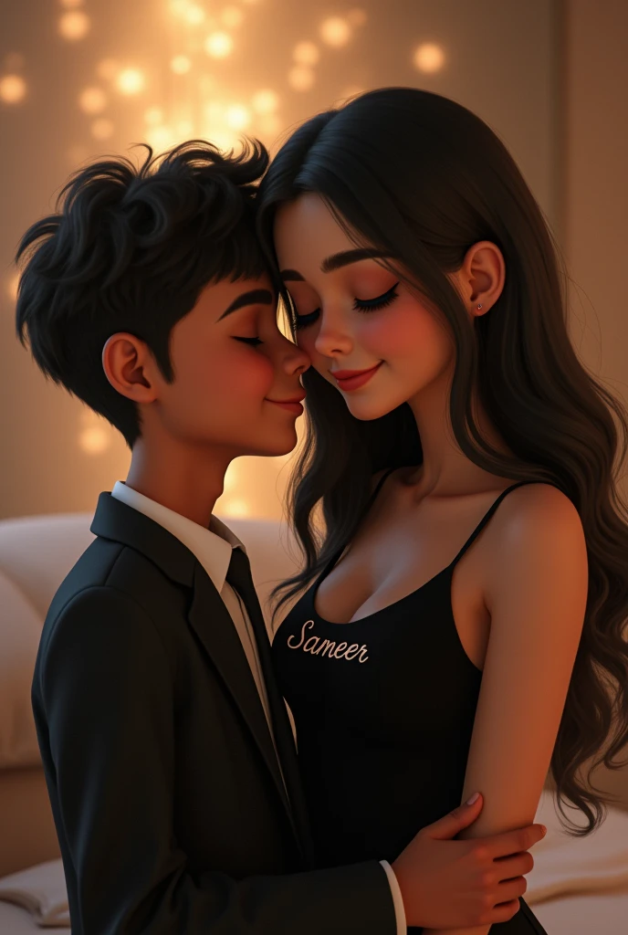 Boy and girl best friend pic, boy name sameer and girl name Rima, with his name on black dress