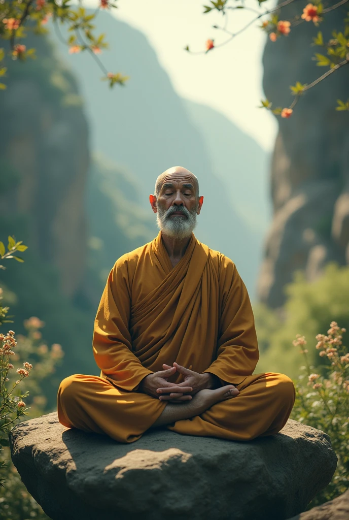 A monk is meditating