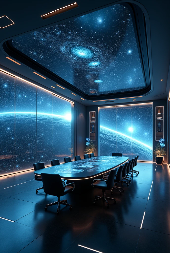 Space conference room without people