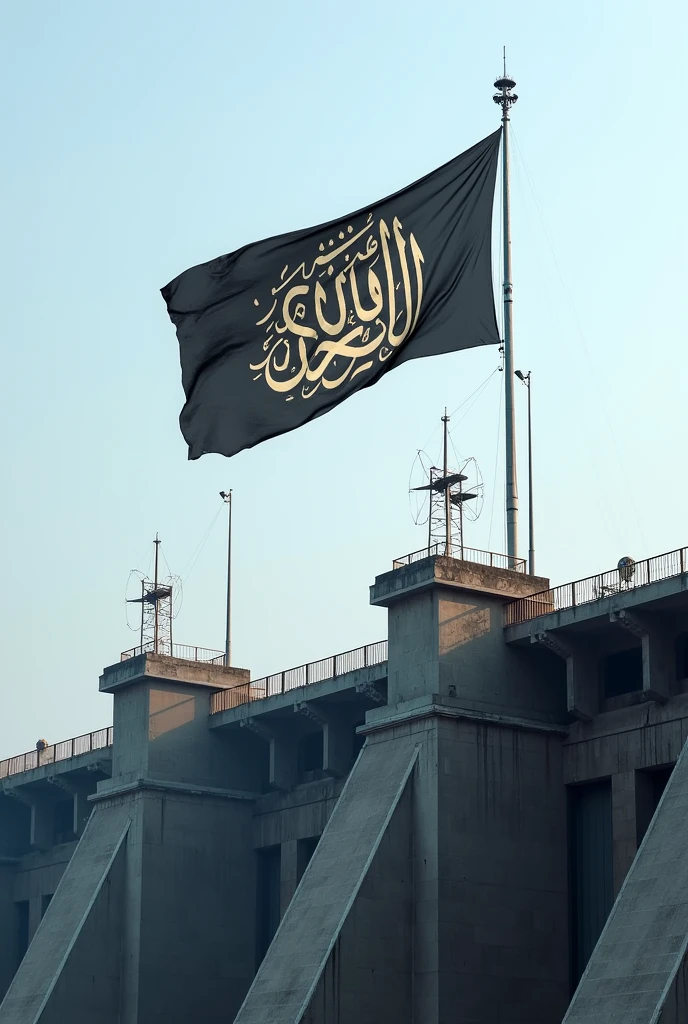 Islamic sahadah flag on Faraqqa dam in India