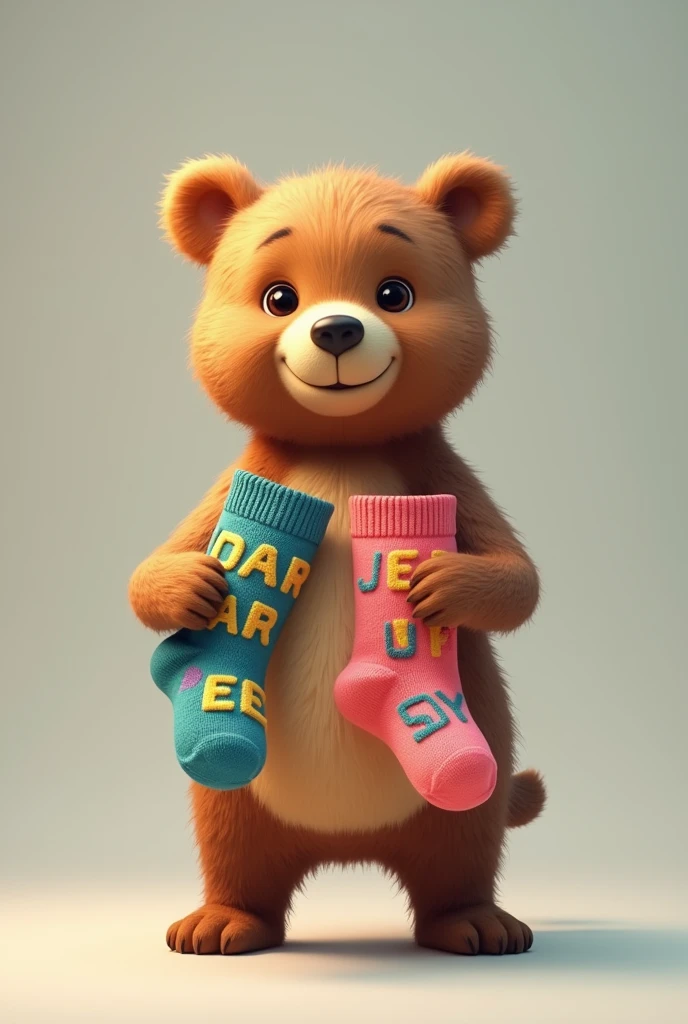 Bear holding socks letters