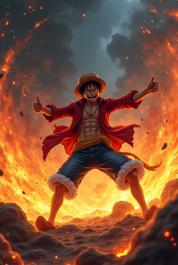 luffy fightingin fire