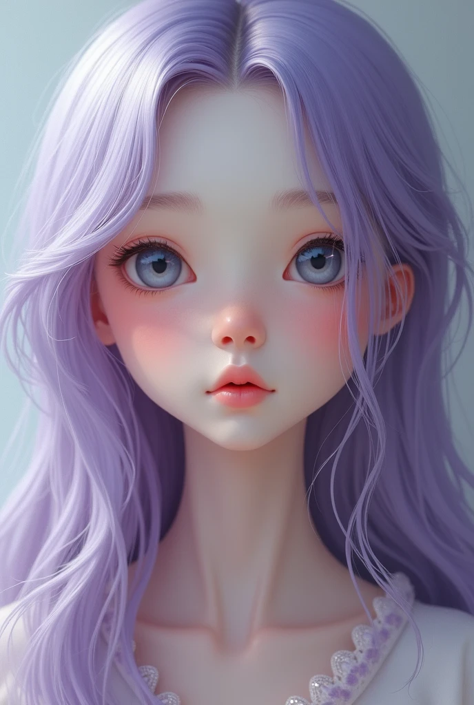 (photorealism:1.2), A and slim 2 girl, with lavender-long hair, silver-gray eyes. Her skin is snow white, smooth and unblemished, like a princess.