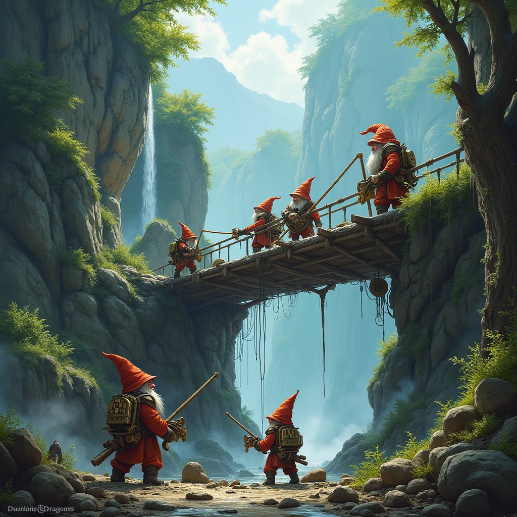Gnome engineers are repairing a bridge that collapsed due to heavy rains.、Dungeons＆Dragons
