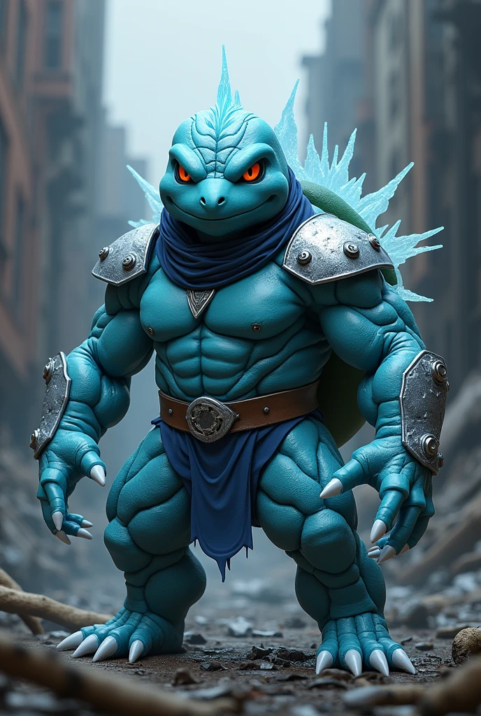 Pokemon Bulbasaur, dressed as sub zero from mortal kombat. not anime style