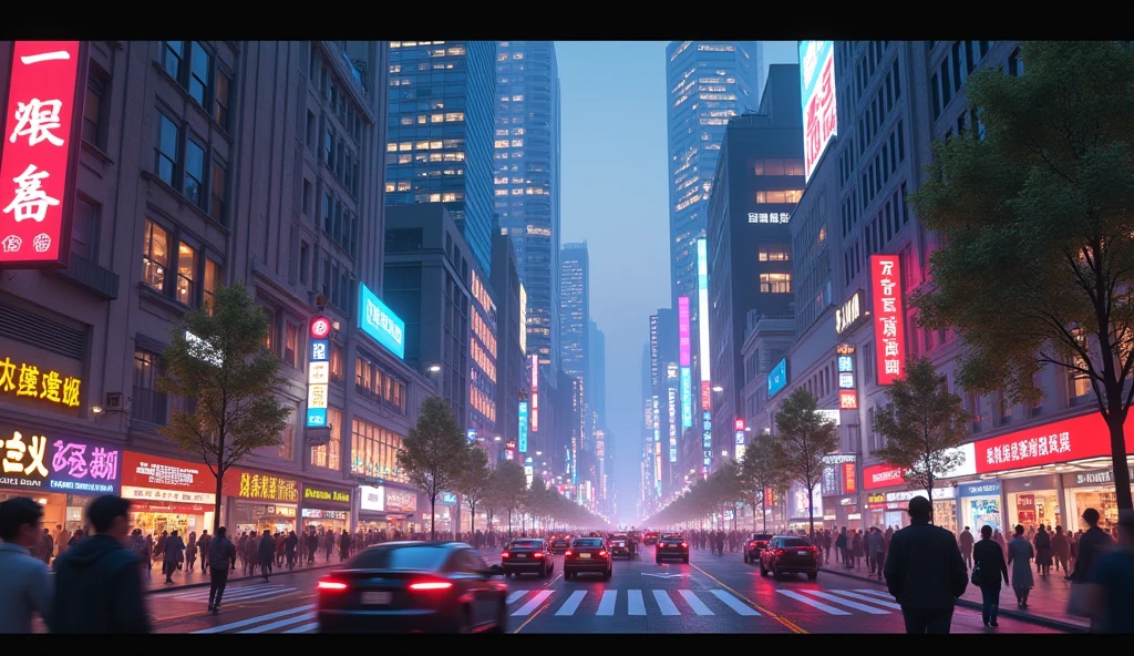 Realistic cityscape is a cityscape full of towering skyscrapers, tbustling street,Heavy traffic, Neon lights illuminate the night. The sound of motor vehicles, Honk, The hustle and bustle of events creates a vibrant and energetic atmosphere within the city. People rush with their own personal goals, From work to leisure, Striking a balance between productivity and entertainment. Not only that, But the city also boasts a variety of restaurants that reflect cultural diversity, Shops, and social events. All these elements come together,A real-life picture of the modern vibrant metropolis of the city.