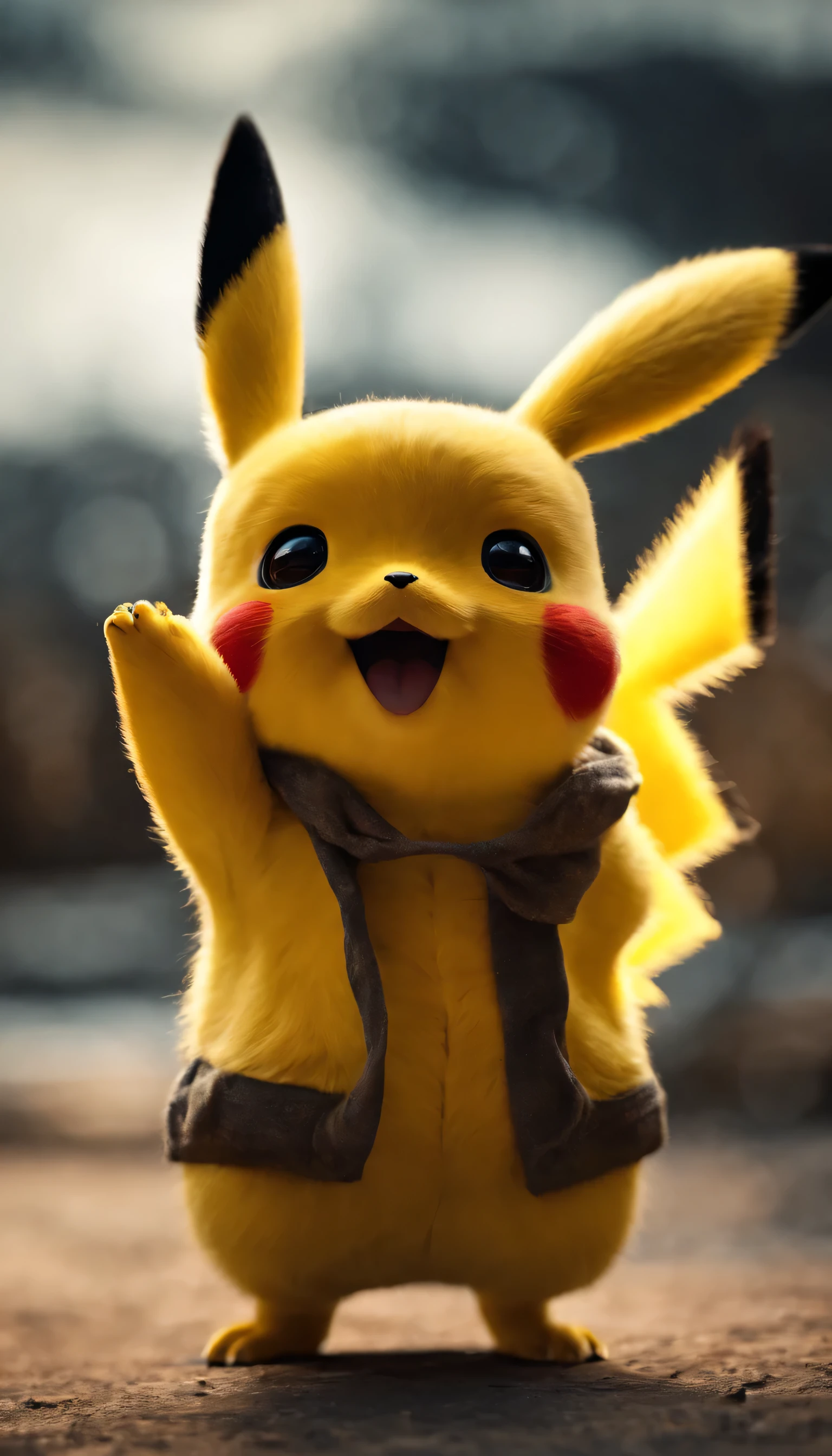 A Perfect Cute  Pikachu, Happy,  Dancing, , Detailed and Intrincicate, Melting