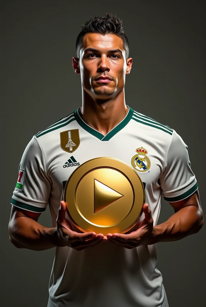 Ronaldo with his youtube golden play button