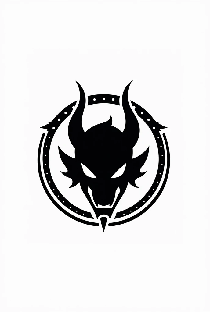 oni symbol in a thin circle with white and black background for oni mask