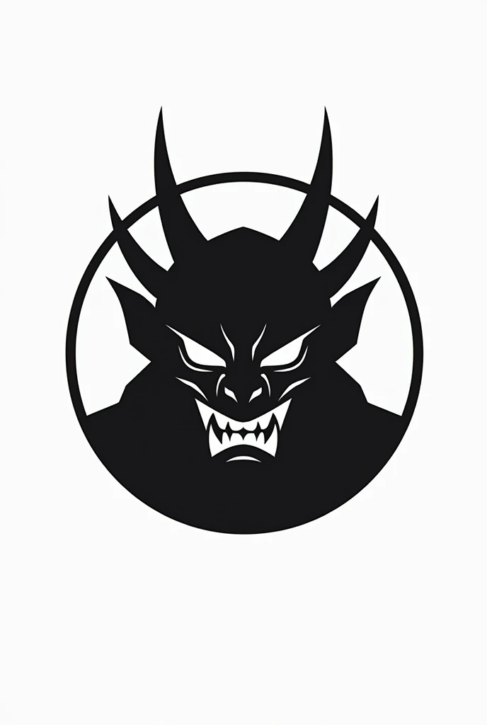 oni symbol in a thin circle with white and black background for oni mask