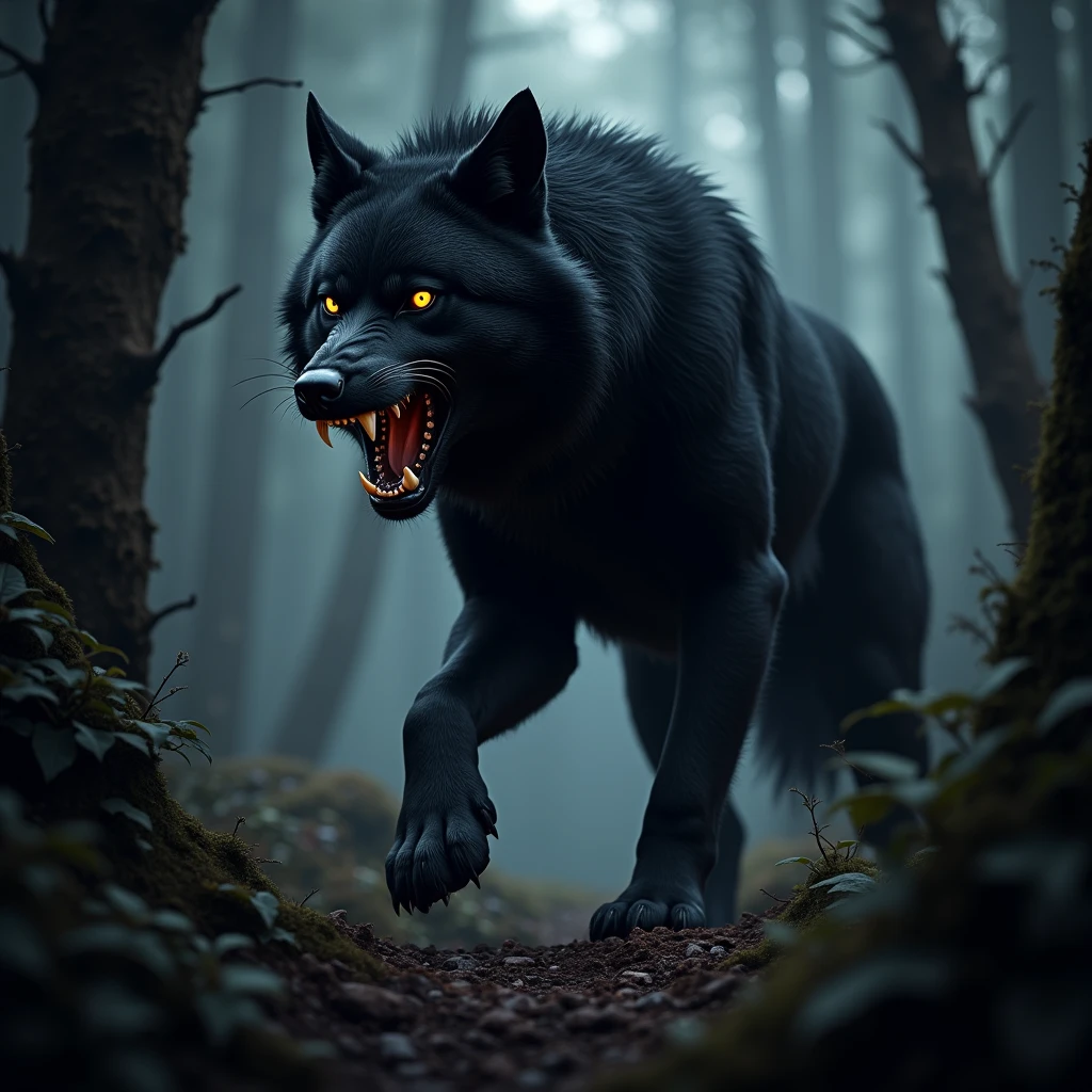 Black wolf agressive