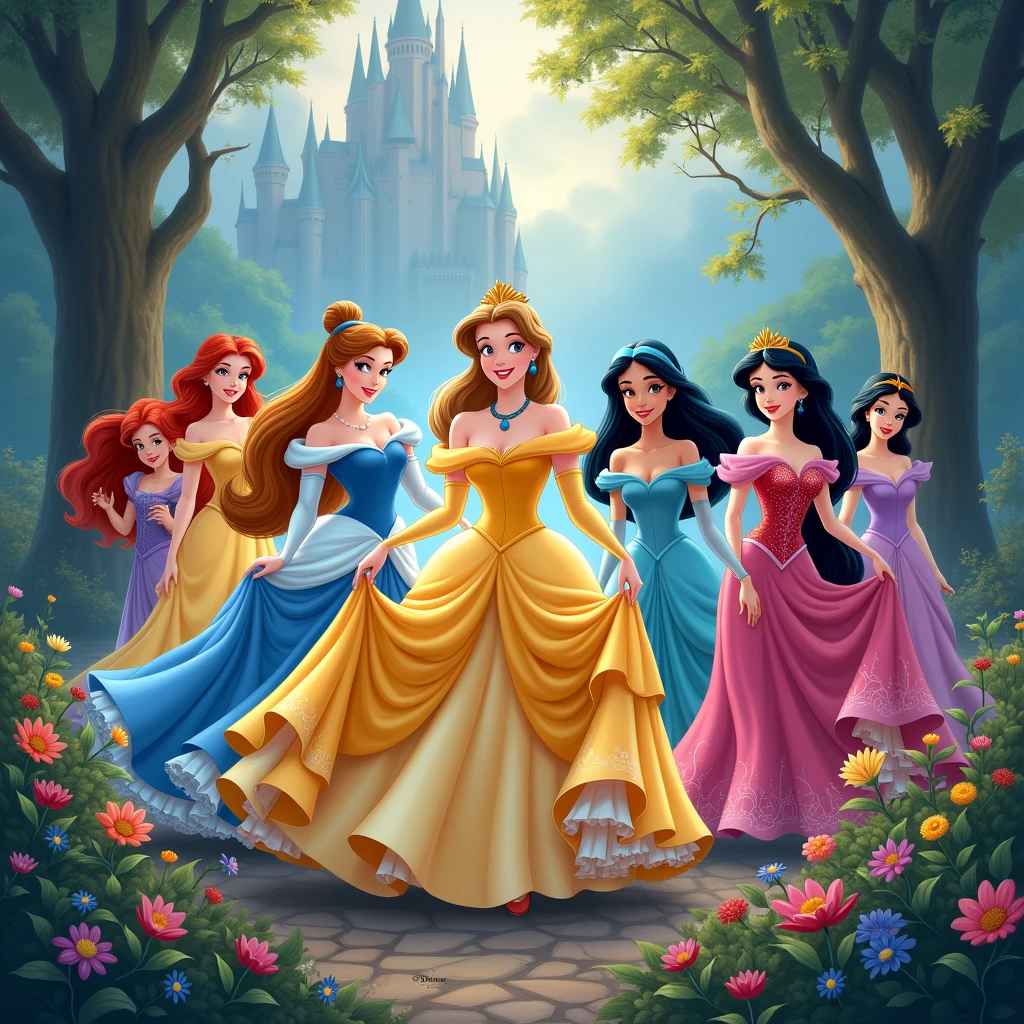make me disney princesses, with high quality, high resolution, na horizontal
