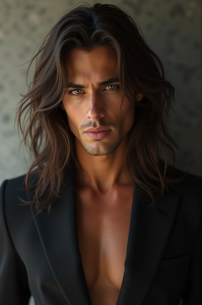 Male model long hair sexy