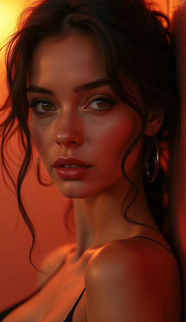 beautiful detailed eyes, beautiful detailed lips, extremely detailed eyes and face, long eyelashes, 1 girl, sexy outfit, seductive expression, sensual pose, vivid colors, high quality, photorealistic, cinematic lighting, dramatic lighting, warm color tones