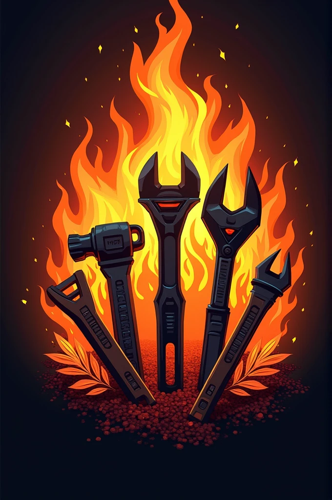 I want you to create tools logo for home improvment for me, the background is fire