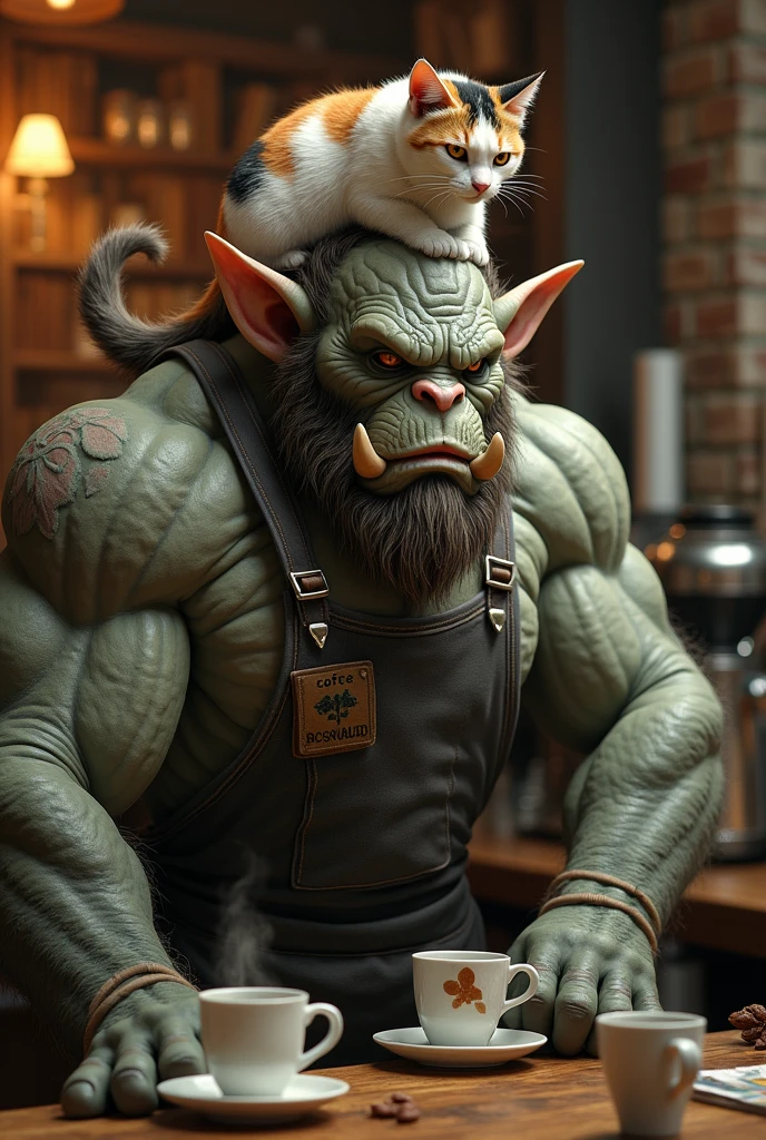 Calico cat muscle Furui orc, coffee店, coffee, From littleblackalas ,Being stepped on the face