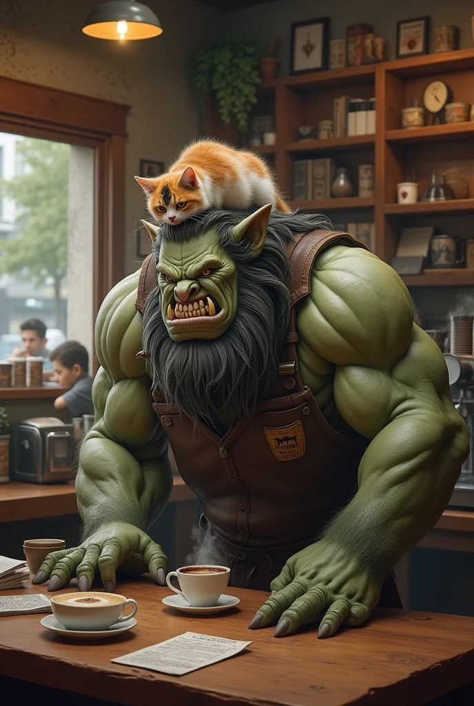 Calico cat muscle Furui orc, coffee店, coffee, From littleblackalas ,Being stepped on the face
