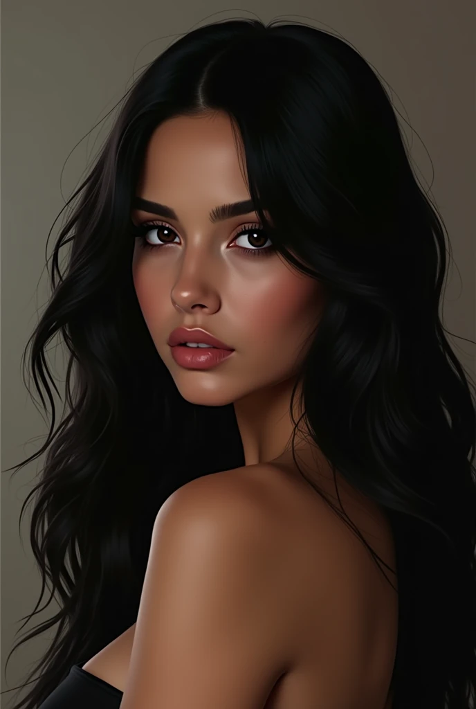 Latina woman long black hair