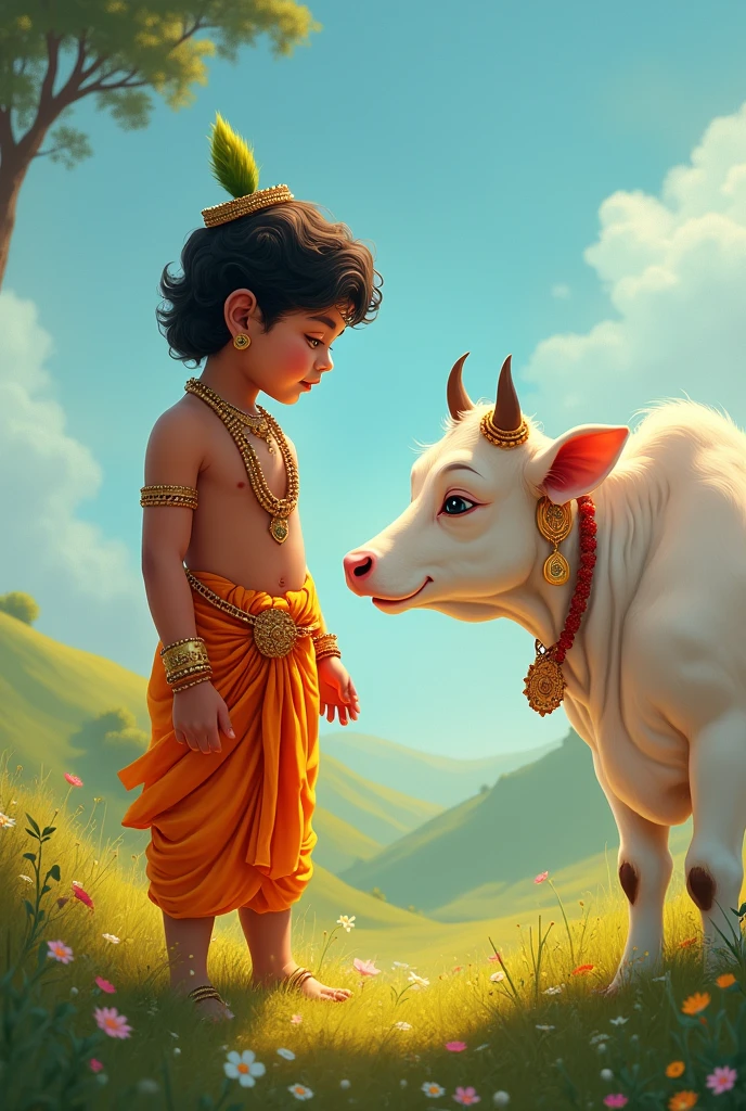 Character photo of baal gopal cow watching krishna 