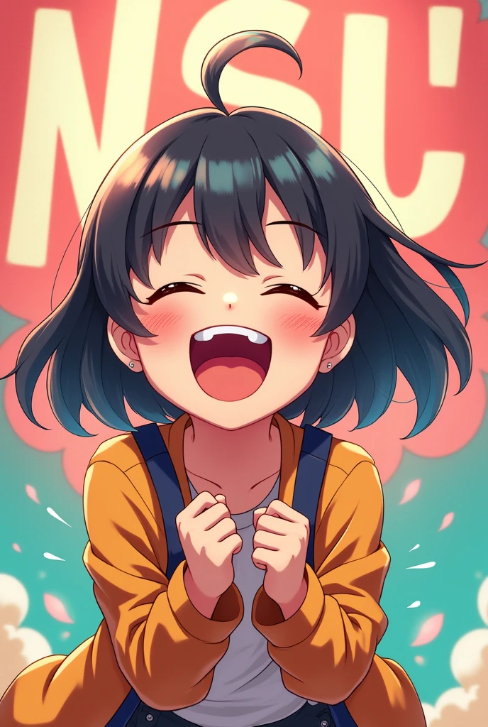 Laughing anime with background written lG