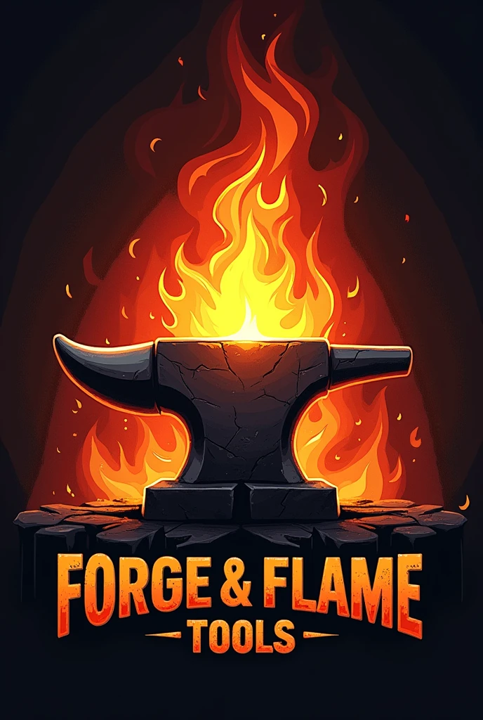 I want you to create tools logo for home improvment for me, the background is fire and please add the name around the Forge & Flame Tools