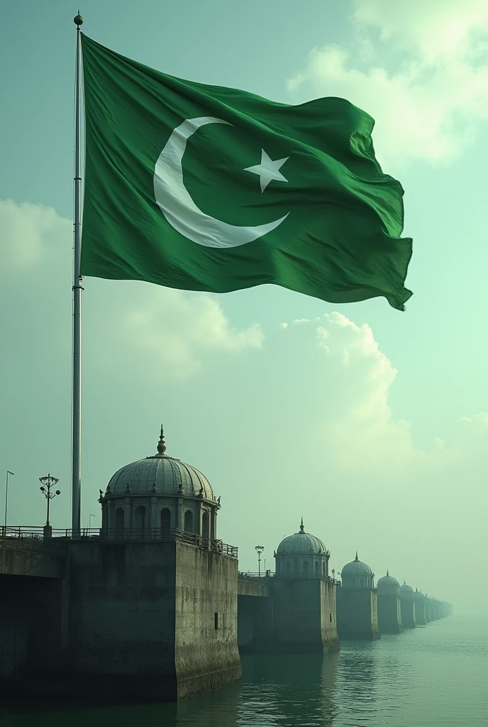 Flag of Islamic Khilafah on Farakka barrage in India 
