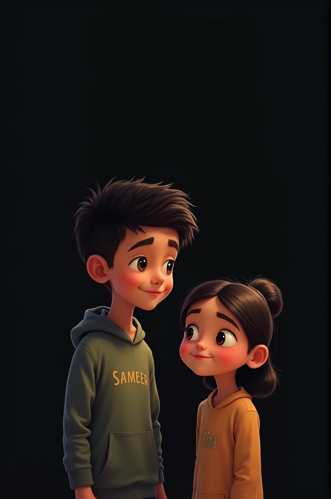 Boy and girl bestfriend, boy name sameer and girl name Rima, both names pic on the black dress