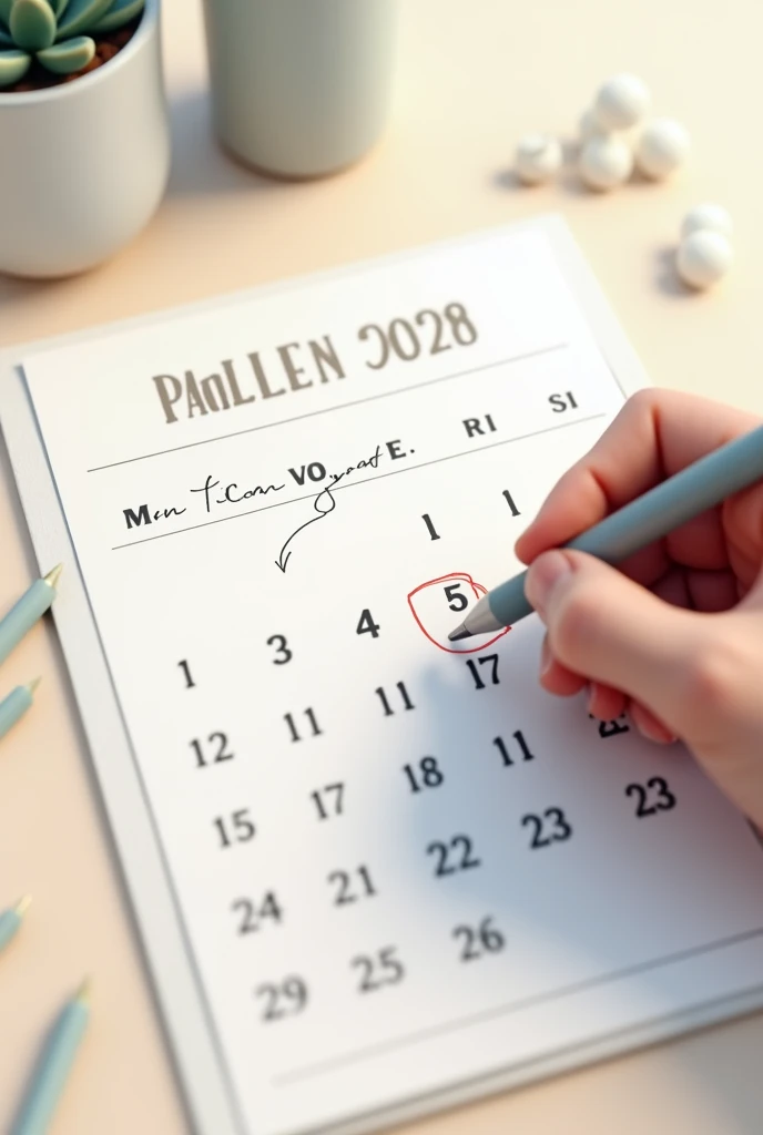 calendar, setting a date and writing vacation 

