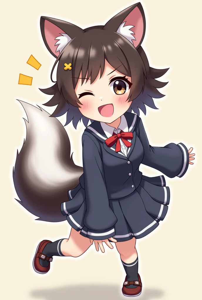 One of the humans、anime、animeチック、Skunk Ears、Skunk's Tail、Primary school students、Stick your butt out、