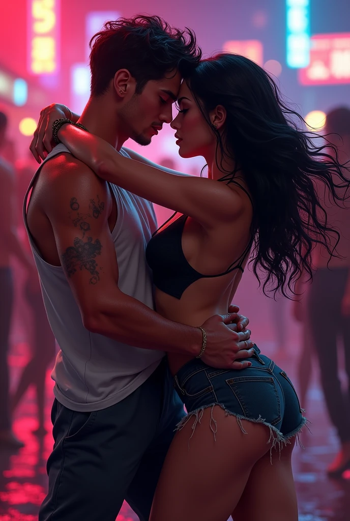 Tomboy dancing with femme girl twerking while smacking her