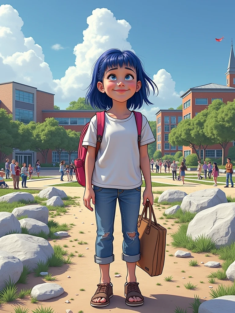Create what the character Riley from Inside Out 2 would look like if she was in college