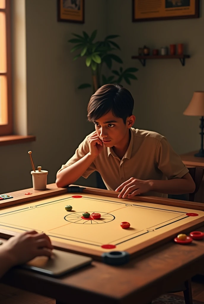 A person playing carrom board with artificial intelligence images 