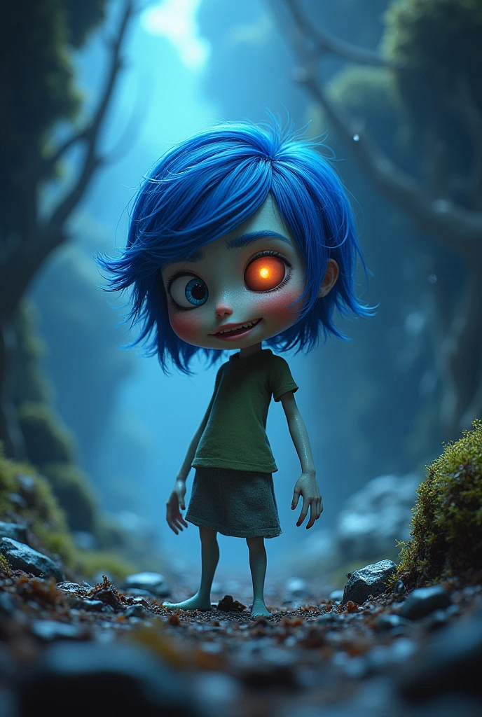 Character inspired by the thrill of suspense in the style of “Inside Out” the movie, Let it be and show its representation over fear 

