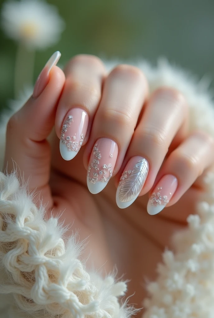 Make me nails inspired by feathers